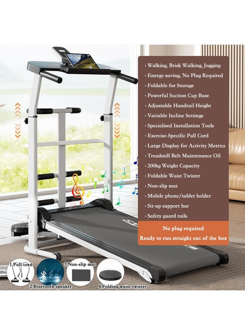 MOZOGOT Walking Pad Treadmill Manual Treadmill, Foldable Walking Machine Non-Electric Treadmill Easy Assembly Fitness Twin Flywheels Jogging Machine for Home Use (White) - Image 3
