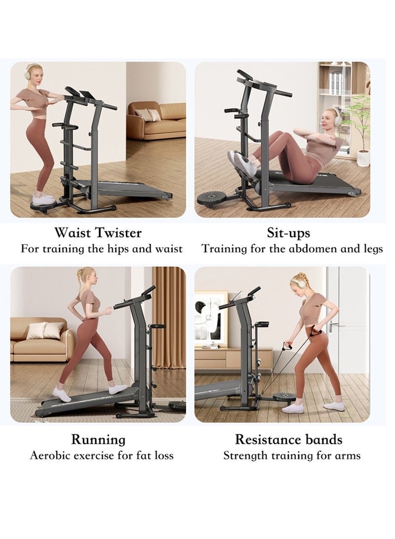 MOZOGOT Walking Pad Treadmill Manual Treadmill, Foldable Walking Machine Non-Electric Treadmill Easy Assembly Fitness Twin Flywheels Jogging Machine for Home Use (White) - Image 5