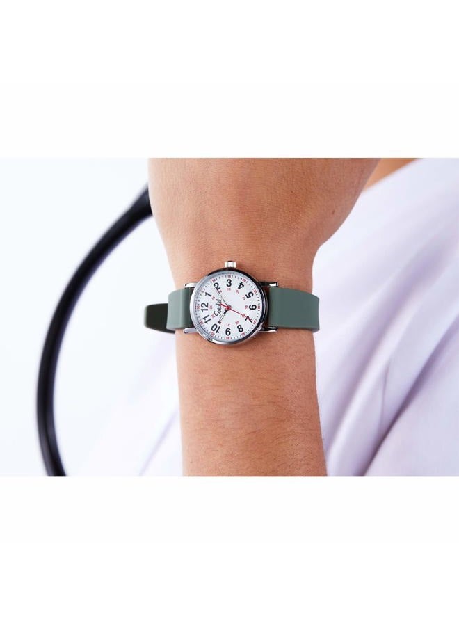 Speidel Women's Army Green Scrub Pee Watch for Medical Professionals Easy to Read Small Face, Luminous Hands, Silicone Band, Second Hand, Military Time for Nurses, Students in Scrub Matching Colors - Image 5