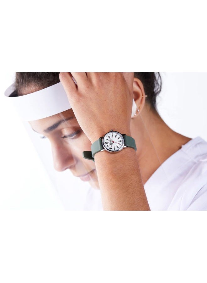 Speidel Women's Army Green Scrub Pee Watch for Medical Professionals Easy to Read Small Face, Luminous Hands, Silicone Band, Second Hand, Military Time for Nurses, Students in Scrub Matching Colors - Image 4