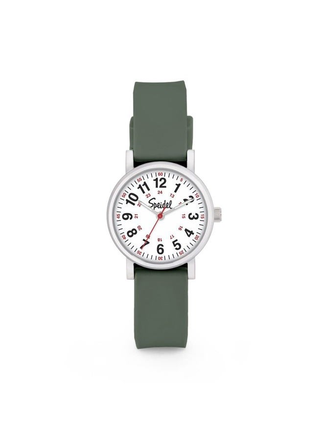 Speidel Women's Army Green Scrub Pee Watch for Medical Professionals Easy to Read Small Face, Luminous Hands, Silicone Band, Second Hand, Military Time for Nurses, Students in Scrub Matching Colors - Image 1