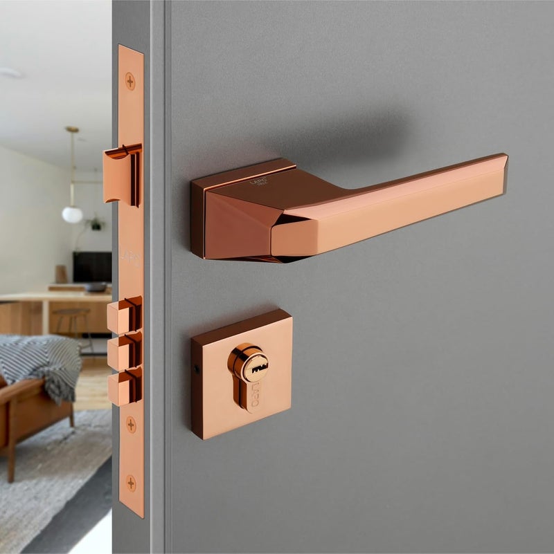 LAPO LAPO Zinc Premium Door Lock for Main DoorMortise Door Lock for BedroomDoor Lock Handlesets with Keys for HomeOfficeHotelPvd Rose Gold Finish3 Years Warranty Ro125  - Image 1