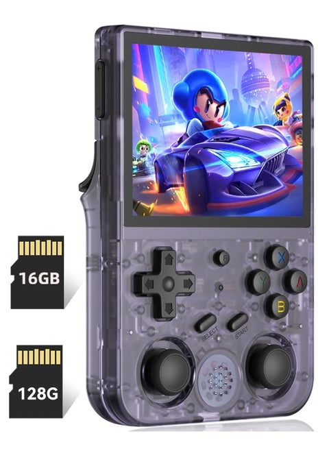 RG353V Retro Handheld Game with Dual OS Android 11 and Linux, RG353V with 64G TF Card Pre-Installed 4452 Games Supports 5G WiFi 4.2 Bluetooth (Transparent Purple, 128G)