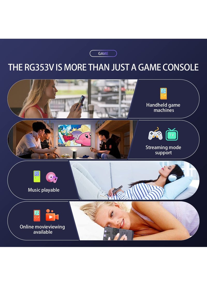 RG353V Retro Handheld Game with Dual OS Android 11 and Linux, RG353V with 64G TF Card Pre-Installed 4452 Games Supports 5G WiFi 4.2 Bluetooth (Transparent Purple, 128G)