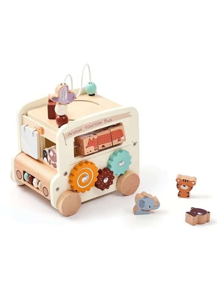 general 8 in 1 Bus Busy Box Toy, Wooden Kids Toy - Image 1