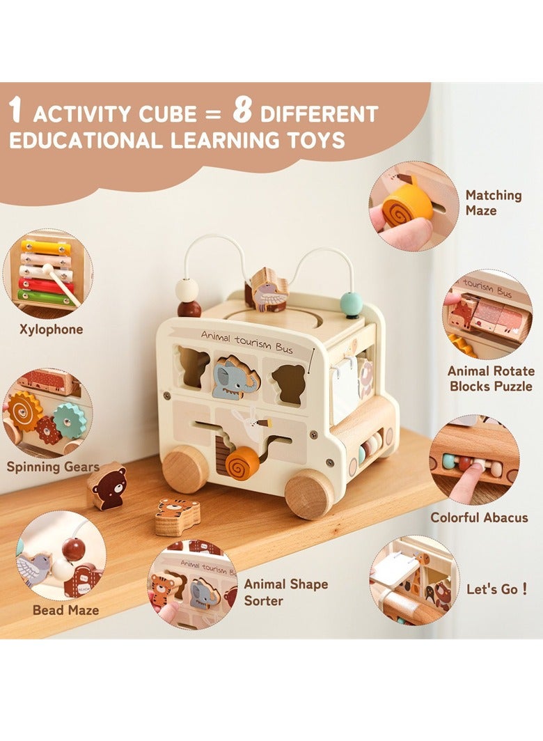 general 8 in 1 Bus Busy Box Toy, Wooden Kids Toy - Image 3
