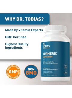 Dr. Tobias Dr Tobias Turmeric Curcumin Supplement with BioPerine and Black Pepper, Extra Strength Curcumin Supplements for Joint Support,1500 mg per dose with 95% Curcuminoids, 120 Vegan Capsules, 60 Servings  - Image 5
