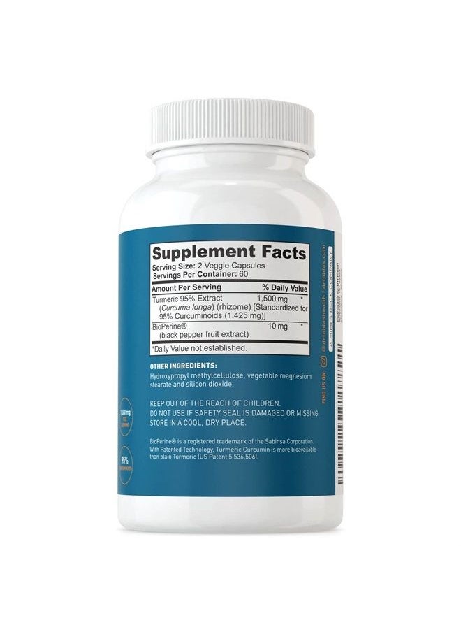 Dr. Tobias - Dr Tobias Turmeric Curcumin Supplement with BioPerine and Black Pepper, Extra Strength Curcumin Supplements for Joint Support,1500 mg per dose with 95% Curcuminoids, 120 Vegan Capsules, 60 Servings - Image 1