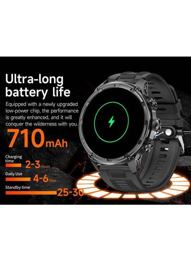 رولستيمي ساعة ذكية للرجال ، 1.85 بوصة عالية الوضوح شاشة كبيرة للماء ودائم ساعة ذكية ، 710 مللي أمبير بطارية طويلة ، الإجابة / إجراء المكالمات ، النشاط اللياقة البدنية تعقب ووتش ل يوس و أندرويد (أسود) - Image 3