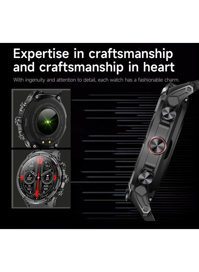 رولستيمي ساعة ذكية للرجال ، 1.85 بوصة عالية الوضوح شاشة كبيرة للماء ودائم ساعة ذكية ، 710 مللي أمبير بطارية طويلة ، الإجابة / إجراء المكالمات ، النشاط اللياقة البدنية تعقب ووتش ل يوس و أندرويد (أسود) - Image 5