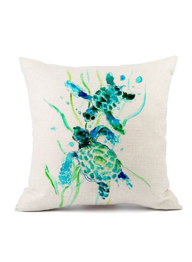 NIBEMINENT Ocean World Printed Cushion Cover Beige/Blue/Green 45x45cm