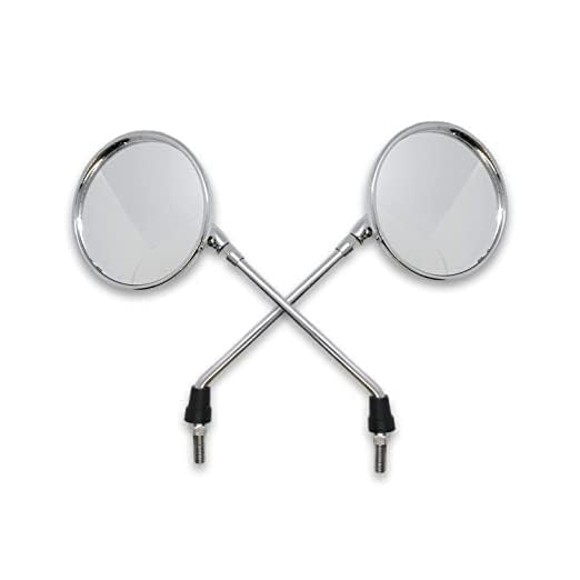 VTRUST Shatterproof Rear View Mirror Compatible for Royal Enfield Classic 350 & Classic 500 | Chrome Finish | Left & Right Side | Heavy Duty Metal Stem | Clear Wide View Bike Side Mirror Set - Image 1