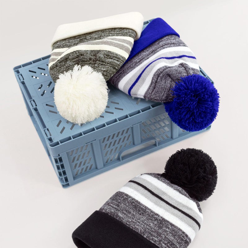 CHOK.LIDS Plain Color Stripe Beanies for Men and Women Soft Acrylic Knit Cuffed Beanie Cap Winter Hat Outdoor (Dusty Rose) - Image 3