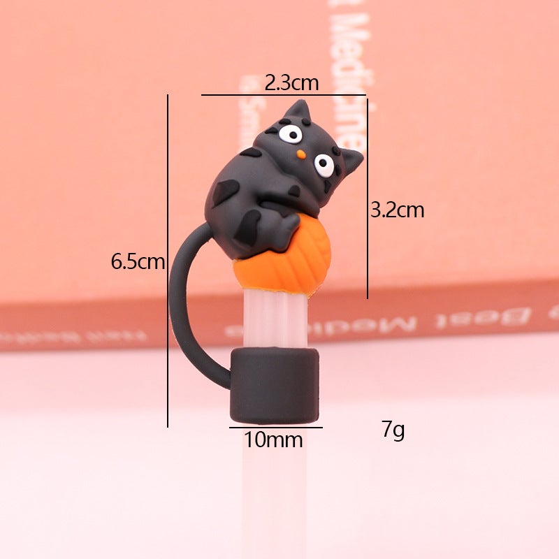 Soft Glue 7 8 10Mm Straw Cap Silicone Cute Cartoon Doll Straw Plug Pvc Stereo Dustproof Straw Cap - Image 1