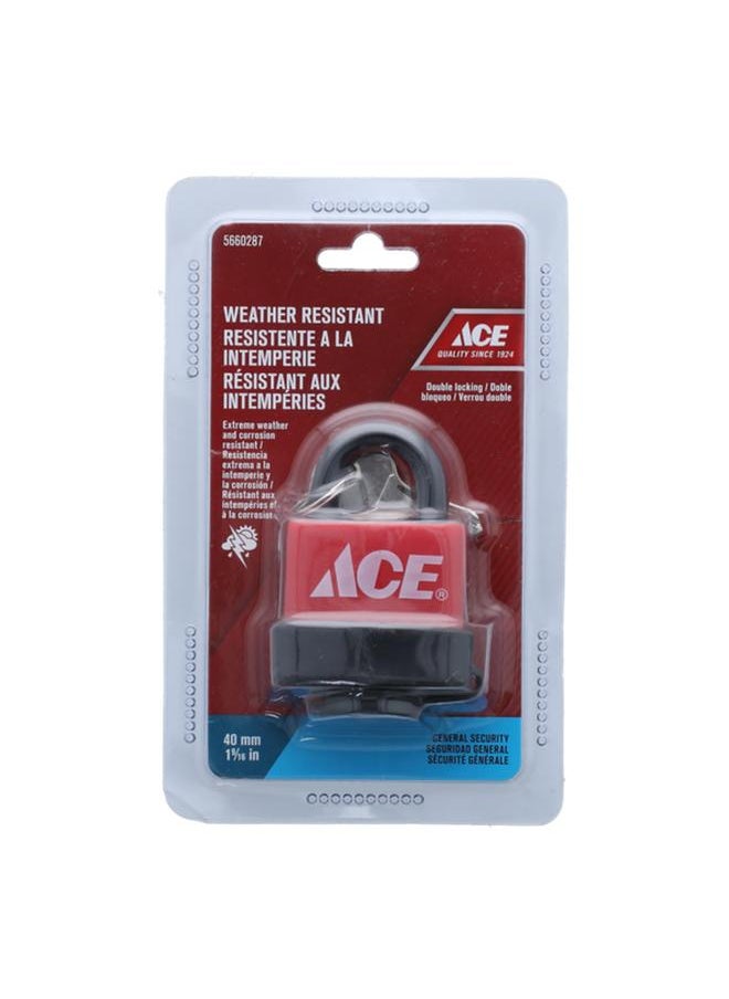 ACE General Security Weather-Resistant Laminated Steel Padlock with Key Black 40mm PADLOCK047 
