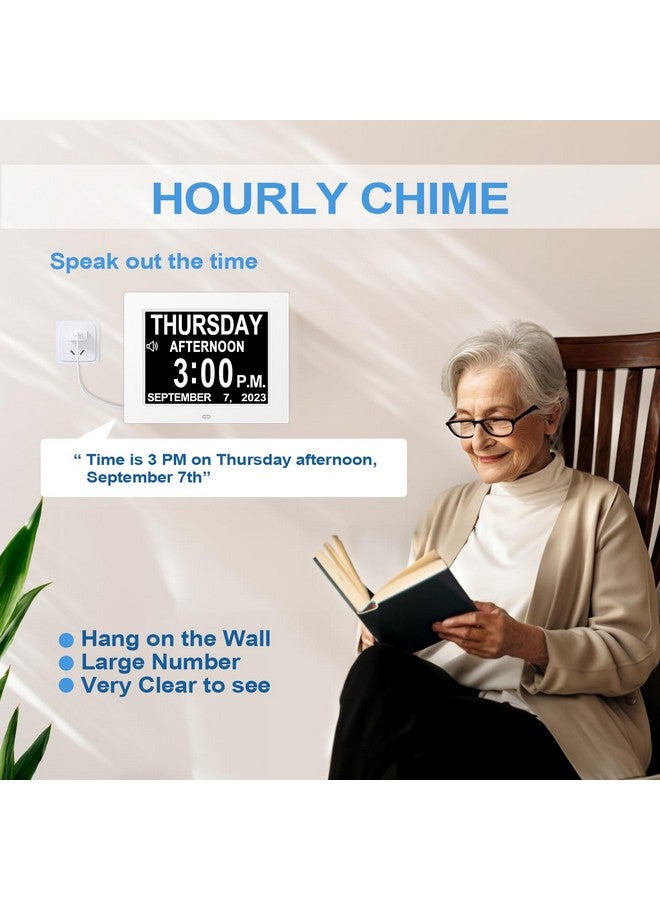 JALL 【New 2024】 Digital Calendar Alarm Day Clock - with 8" Large Screen Display, am pm, Multiple Alarms, for Impaired Vision People, The Aged Seniors, The Dementia, for Desk, Wall Mounted, - Image 4