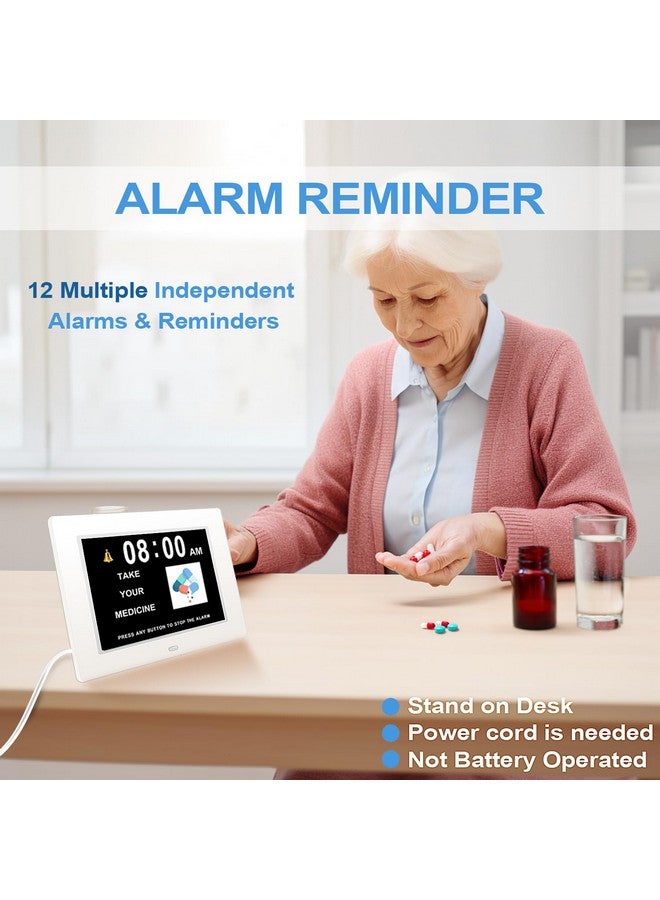 JALL 【New 2024】 Digital Calendar Alarm Day Clock - with 8" Large Screen Display, am pm, Multiple Alarms, for Impaired Vision People, The Aged Seniors, The Dementia, for Desk, Wall Mounted, - Image 3