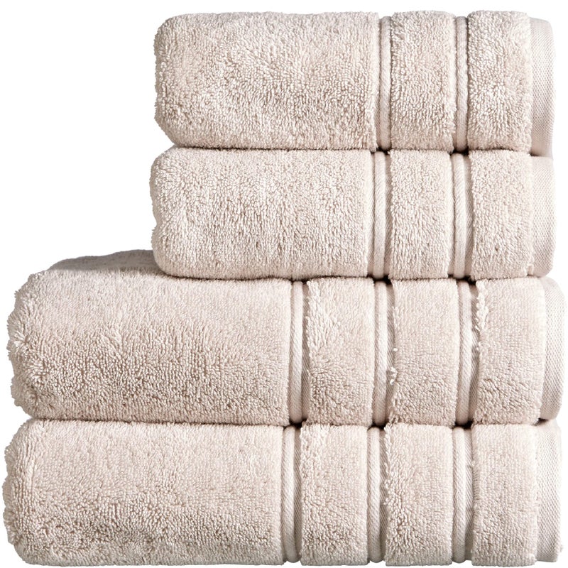 Christy Antalya Large Bath Towels  Set of 4  100 Turkish Cotton  600GSM  Soft Plush Luxury Towel Set  2 Bath Towels 2 Hand Towels  Quick Dry  Pumice Beige