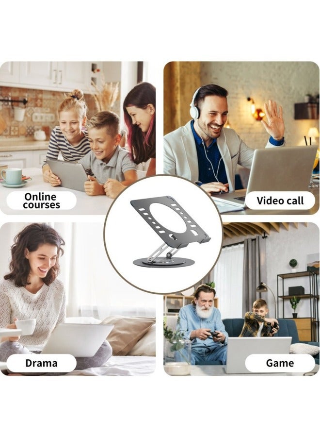 Laptop Stand 360-degree Rotating Adjustable Lifting Bracket Portable Storage Office Tablet Support-Color:Sky Blue - Image 5