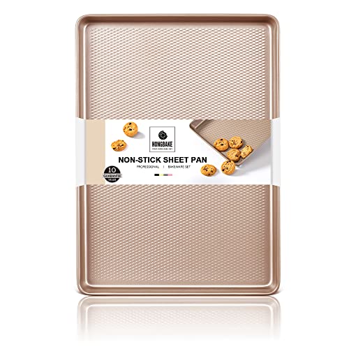Half Cookie Sheet Pan for Baking  HONGBAKE Nonstick Baking Sheet with Diamond Texture Surface 57 Thicker Carbon Steel Commercial Cookie Trays for Oven