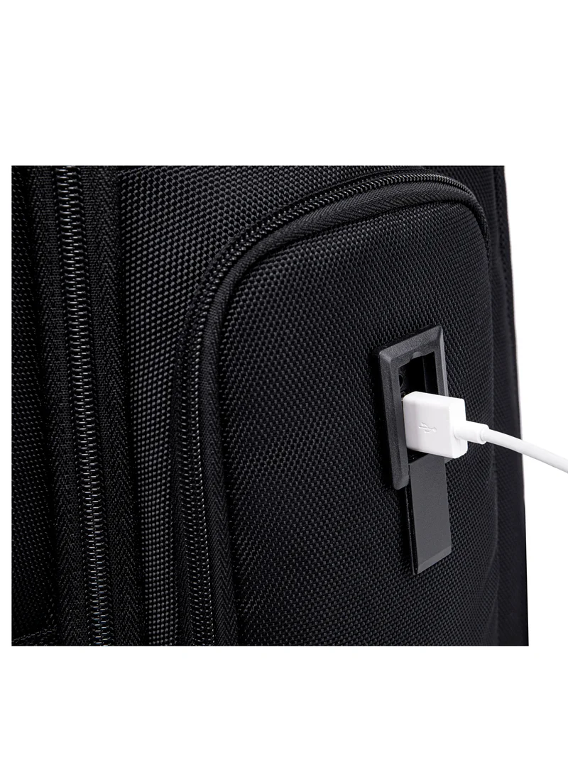 أركتيك هانتر حقيبة ظهر لاب توب مقاومة للماء وخفيفة الوزن مع منفذ USB وسماعات للرجال والنساء للمكتب والسفر الكاجوال B00544 أسود