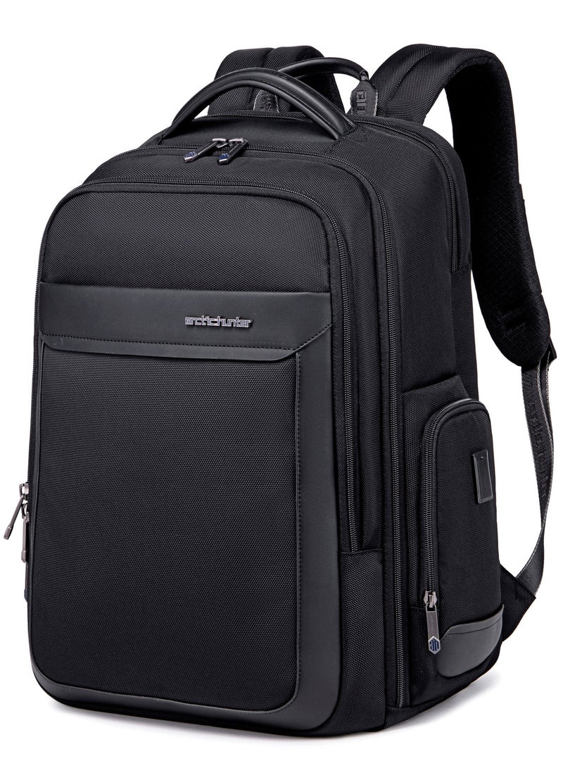 ARCTIC HUNTER Water Resistant Lightweight Laptop Backpack with USB Headphone Jack for Men and Women to Office Casual Travel, B00544, Black - Image 1