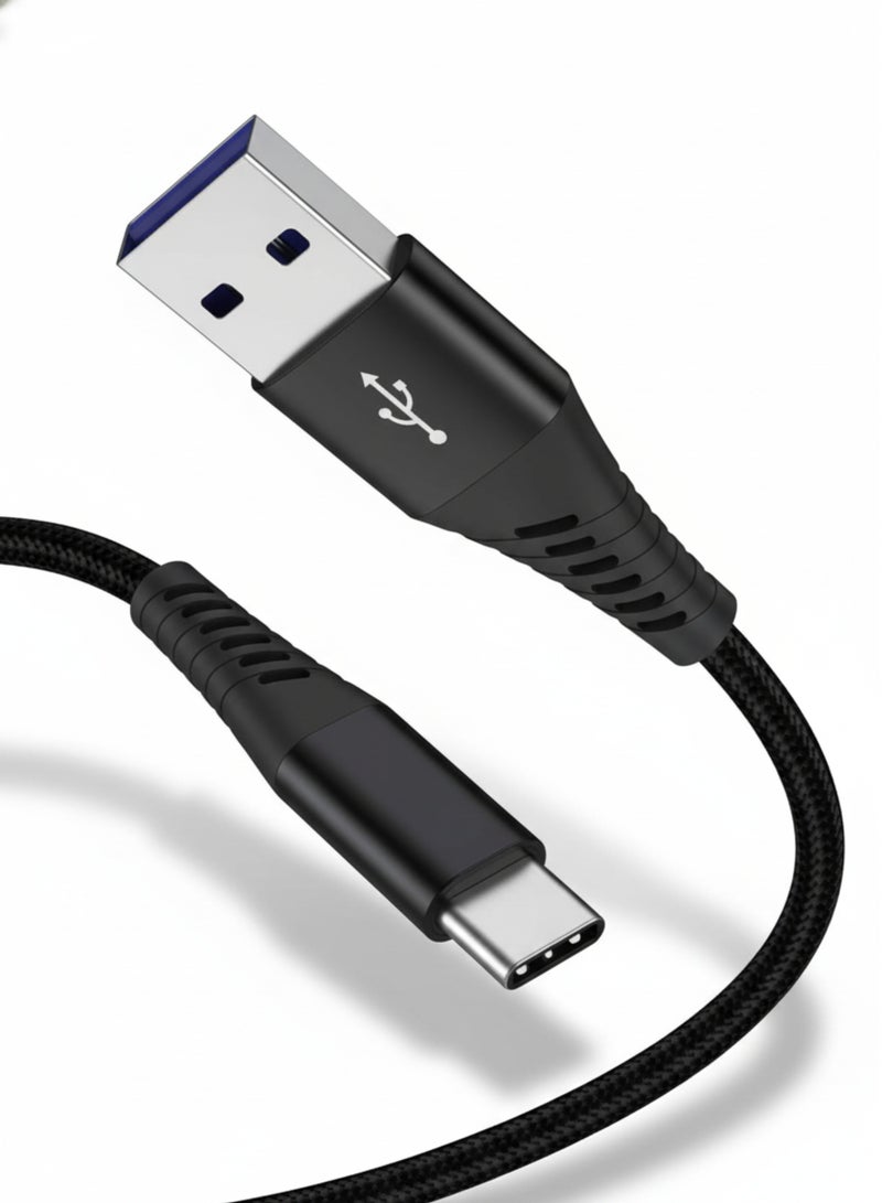 كابل USB-A إلى USB-C بطول 1 متر - شحن سريع 3 أمبير ونقل بيانات بسرعة 480 ميجابت في الثانية - سلك شحن متين مضفر من النوع C لأجهزة سامسونج، وجوجل بيكسل، وسلسلة آيفون 15، وغيرها - Image 1