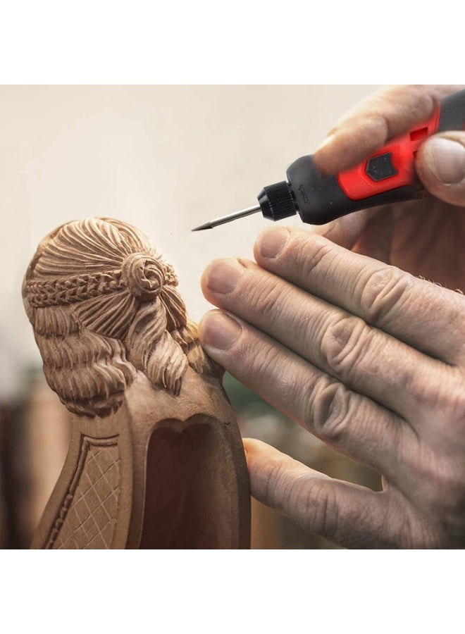 KADRAMA Cordless Mini Grinder, Multi-functional Mini Electric Grinder Set, 3 Speed Adjustable Electric Grinder Pen Rotary Tool Kit with 63 Accessories, USB Rechargeable Engraving Sharpening Grinding for DIY Hand Craft (Black + Red) - Image 5