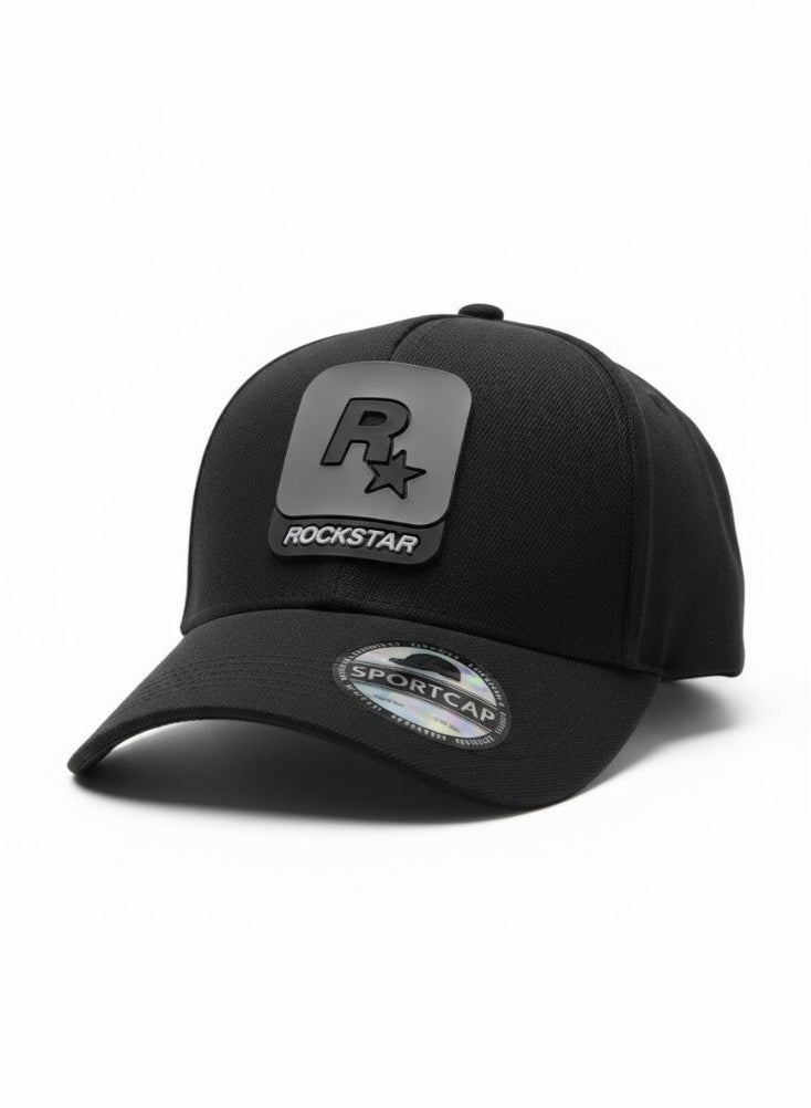 Rockstar Midnight Rockstar Black Sport Cap – Premium Rubber Logo with Structured Front - Image 1