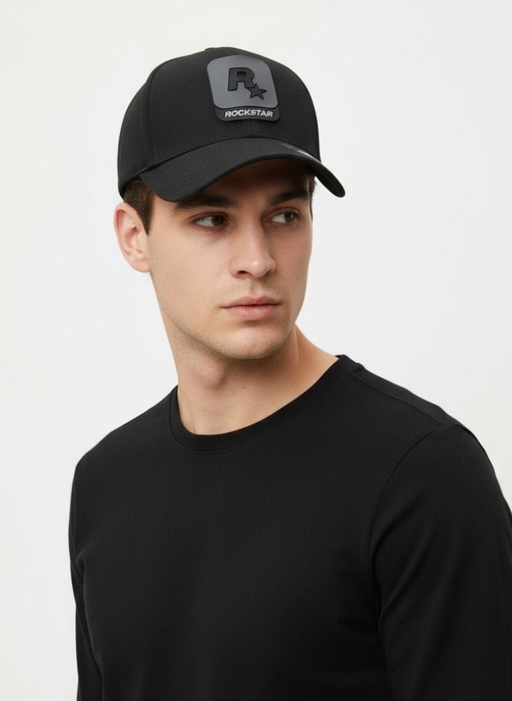Rockstar Midnight Rockstar Black Sport Cap – Premium Rubber Logo with Structured Front - Image 4