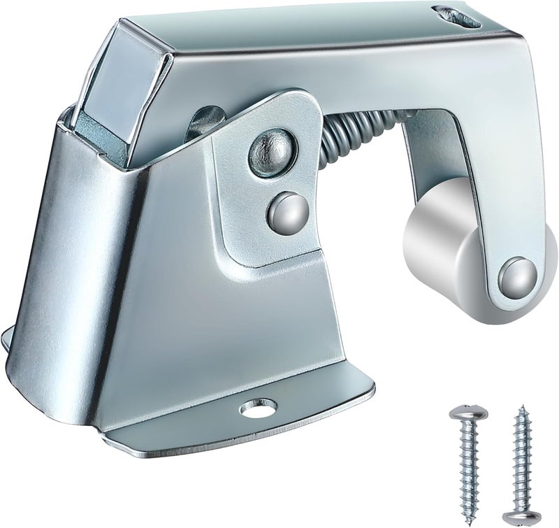 Dreyoo 1 Pack Screen and Storm Door Catch, 1-3/4 inch wide base with 1-5/8 inch Projection, Screen Door Spring Loaded Catch for Hinged Swinging Doors, Cabinets and Cupboards Doors Zinc Plated (Sliver) - Image 1