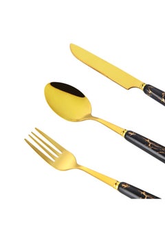Sunhome 24-Piece Stainless Steel Cutlery Set With Stand Gold/Black  - Image 5