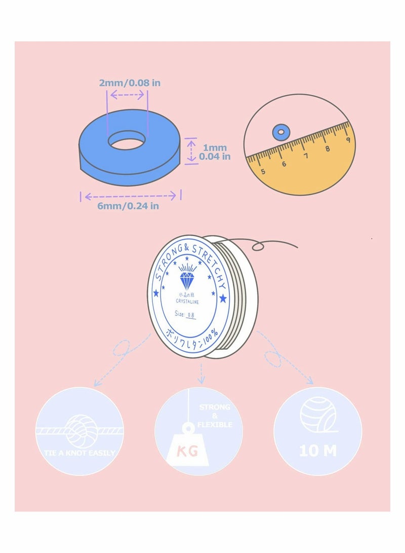 SYOSI 7200 قطعة مجموعة صنع الأساور من الخرز الطيني 24 لون خرز الطين البوليمر لصنع الأساور مجموعة صنع المجوهرات مع عبوة هدايا مجموعة صنع الأساور للبالغين خرز أقراص هيشي - Image 4