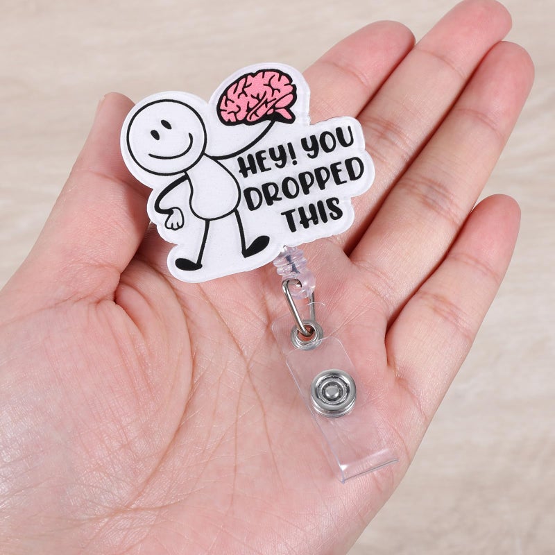 BVIIE Hey You Dropped This Funny Badge Reel, Cute Brain Retractable ID Card Badge Holder, Name Tag Work Badge Clip for Neurology CT RN LPN CNA MA ER Night Shift Nurse Nursing Student Doctor, Nurse Gifts - Image 2