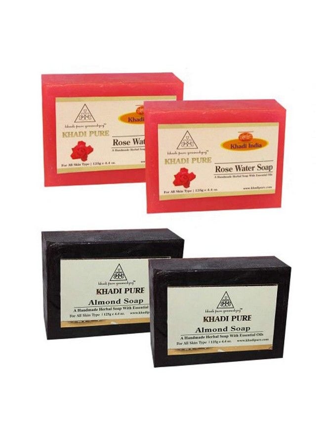 Khadi Pure صابون لوز وماء الورد ١٢٥ مل (عبوة من ٤)  - Image 1