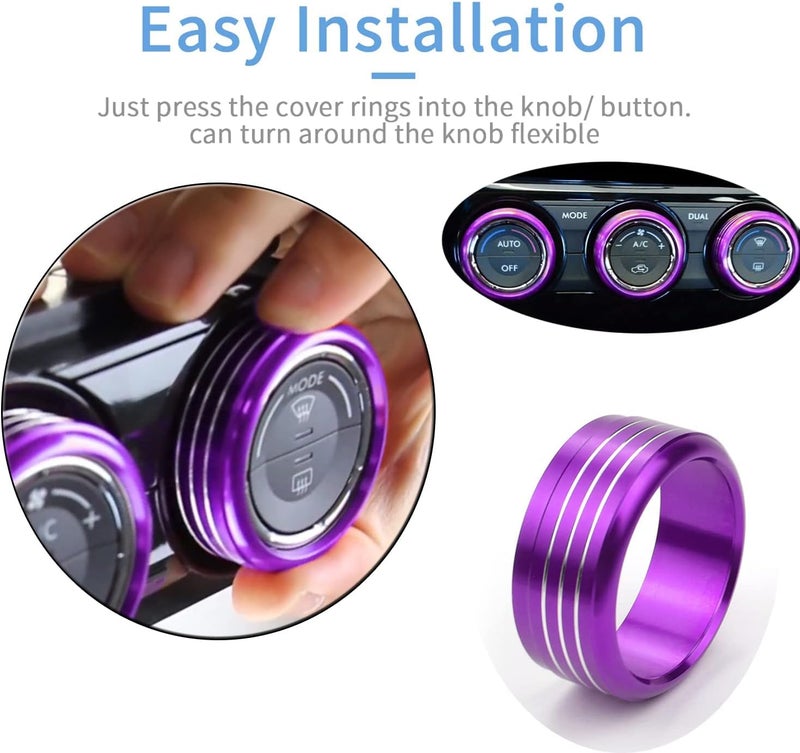 Bentolin Purple AC Knob Cover Accessory for Subaru - 3PCS - Image 5