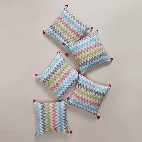 Wakefit Cushion Covers|Cotton,144 TC Fabric|Parisa|16X16 Inch|Sofa Pillow Cover Set Of 5, Multicolor - Image 2