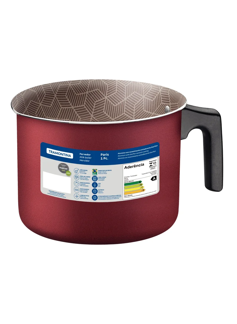 TRAMONTINA Tramontina Paris 16cm 2.7L Red Aluminum Multipurpose Boiler with Interior and Exterior Starflon Max Red PFOA Free Nonstick Coating