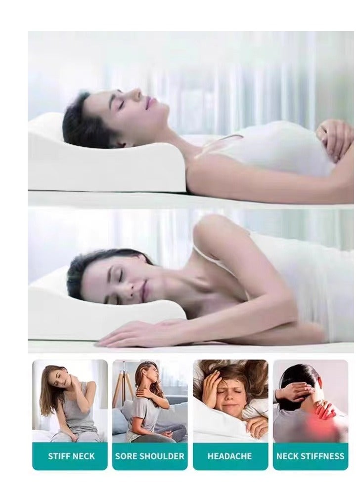 Comfortable Pillow White Cervical Orthopedic Memory Foam Ergonomic Contour Pillow 60×40×12cm  - Image 3