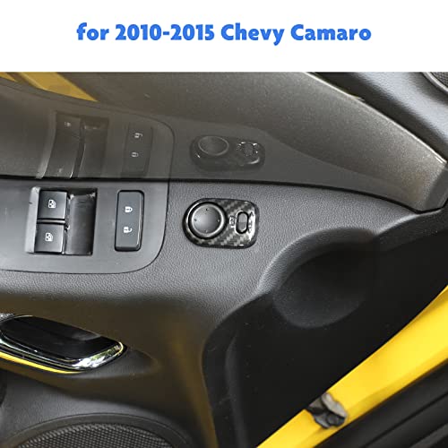 Jimen Compatible with Chevrolet Camaro 2010-2015, Rearview Mirror Adjust Button Cover Trim (Carbon Fiber) - Image 2