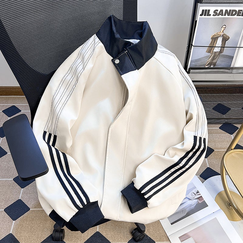 Vintage Three Bar Collar Baseball Suit Jacket Boys Cleanfit Fashion Brand Sports Loose Jacket - Image 1