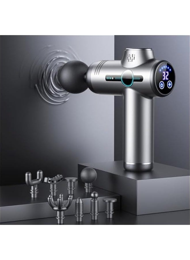TRASSLE Massage Gun Deep Tissue Muscle Massager Gun, 32 Speeds Handheld Electric Body Shoulder Neck Back Massager Gun with LCD Display, 8 Massage Heads for Pain Relief, Relaxation & Recovery  - Image 1