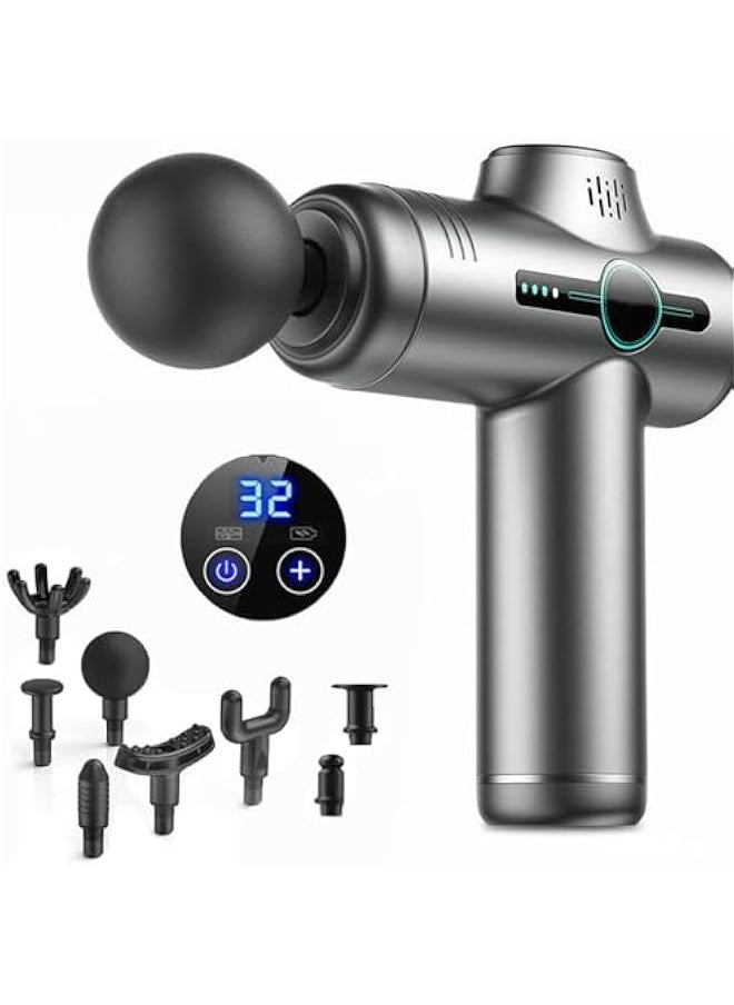 TRASSLE Massage Gun Deep Tissue Muscle Massager Gun, 32 Speeds Handheld Electric Body Shoulder Neck Back Massager Gun with LCD Display, 8 Massage Heads for Pain Relief, Relaxation & Recovery  - Image 2