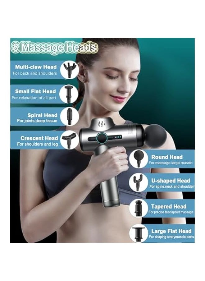 TRASSLE Massage Gun Deep Tissue Muscle Massager Gun, 32 Speeds Handheld Electric Body Shoulder Neck Back Massager Gun with LCD Display, 8 Massage Heads for Pain Relief, Relaxation & Recovery  - Image 4