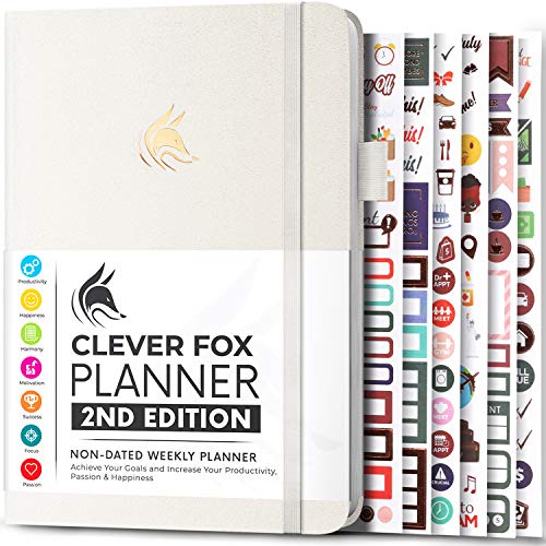 Clever Fox Planner 2nd Edition – Colorful Weekly & Monthly Goal Planner, Time Management & Productivity Organizer, Undated, A5 (White) - Image 1