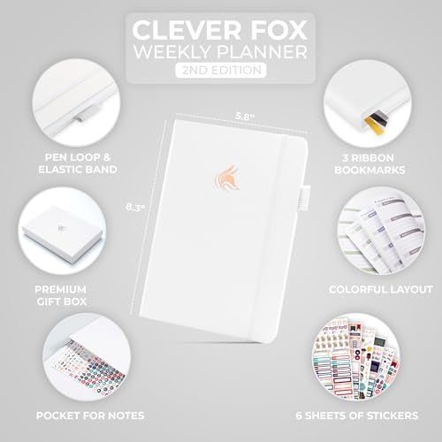 Clever Fox Planner 2nd Edition – Colorful Weekly & Monthly Goal Planner, Time Management & Productivity Organizer, Undated, A5 (White) - Image 2