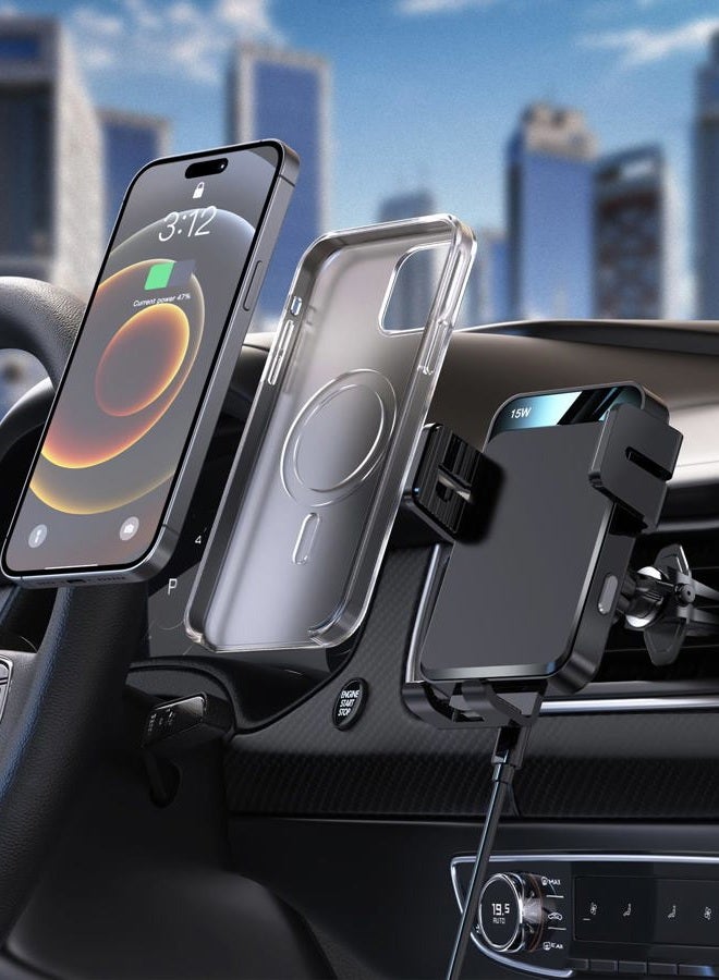 MOKPR Wireless Car Charger, Auto Clamp Car Mount 15W/10W/7.5W Fast Charging CD Slot Phone Holder for iPhone 16 15/14/13/13 Pro/12 Pro Max/12 Pro/12 Pro/12 Pro - Image 4