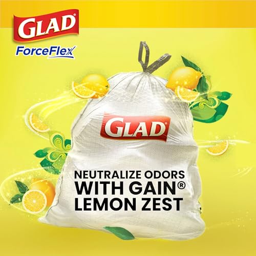 Glad ForceFlex Tall Kitchen Trash Bags, 13 Gallon, Gain Lemon Zest, 40 Count (Package May Vary) - Image 3