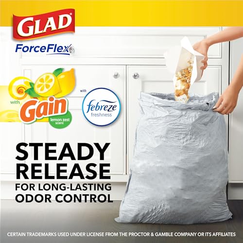 Glad ForceFlex Tall Kitchen Trash Bags, 13 Gallon, Gain Lemon Zest, 40 Count (Package May Vary) - Image 4