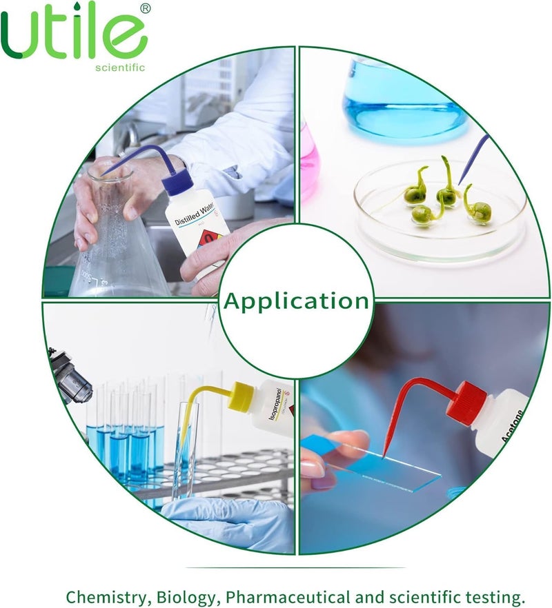 UTILE 4pcs of Vol.500ml (16.9oz) Wash Bottles, Methanol Safety Wash Bottles, Narrow Mouth Squeeze Bottles,LDPE Material with PP Material Closure,5511.0371.4 - Image 5
